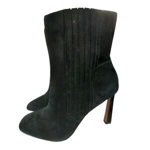VINCE CAMUTO! LUXE BLACK GENUINE SUEDE LEATHER NIPPED TOE ANKLE BOOTS! SZ 11M